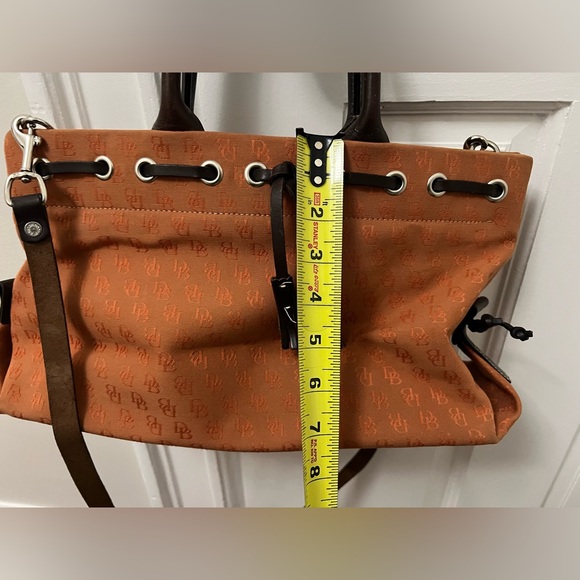 Dooney & Bourke Burnt Orange Logo Tassel Handbag Brown Leather Canvas Purse - Picture 13 of 13